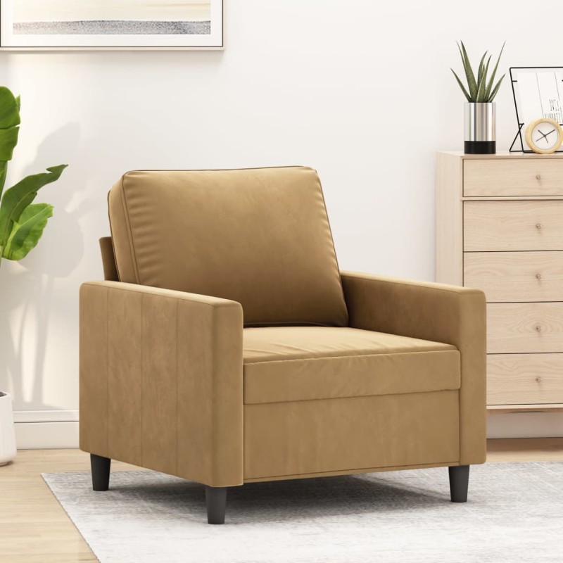 vidaXL Poltrona Marrone 60 cm Velluto vidaXL Poltrona Marrone 60 cm Velluto