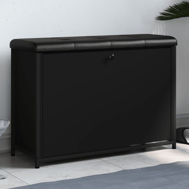 vidaXL Panca Porta Scarpe con Cassetto Ribaltabile Nera 82x32x56 cm
