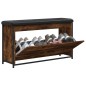vidaXL Panca Portascarpe Cassetto Ribaltabile Rovere Fumo 102x32x56cm