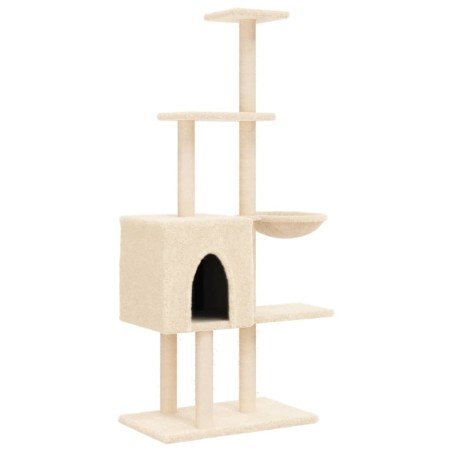vidaXL Albero per Gatti con Tiragraffi in Sisal Crema 145 cm 