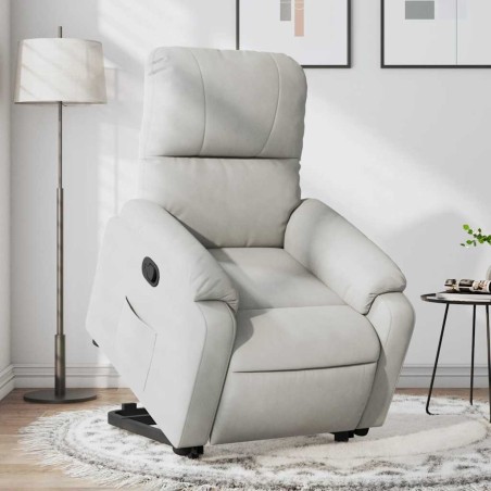 vidaXL Poltrona Alzapersona Reclinabile Grigio Chiaro Microfibra