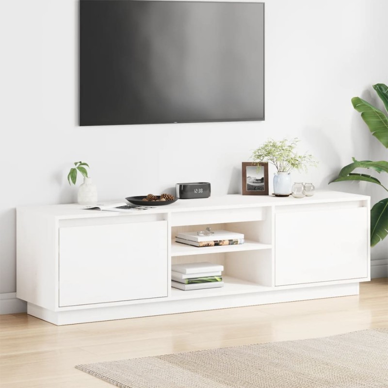 vidaXL Mobile Porta TV Bianco 140x35x40 cm in Legno Massello di Pino vidaXL Mobile Porta TV Bianco 140x35x40 cm in Legno Massello di Pino
