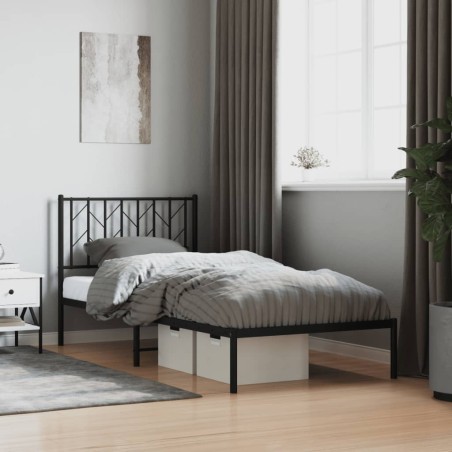 vidaXL Giroletto con Testiera in Metallo Nero 90x200 cm