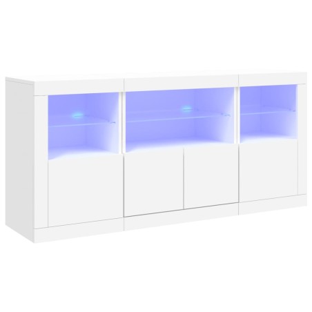 vidaXL Credenza con Luci LED Bianca 142,5x37x67 cm