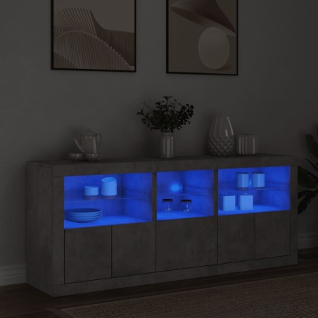 vidaXL Credenza con Luci LED Grigio Cemento 162x37x67 cm