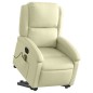 vidaXL Poltrona Alzapersona Massaggi Reclinabile Elettrica Crema Pelle