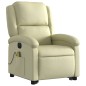 vidaXL Poltrona Alzapersona Massaggi Reclinabile Elettrica Crema Pelle