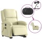 vidaXL Poltrona Alzapersona Massaggi Reclinabile Elettrica Crema Pelle
