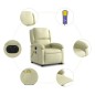 vidaXL Poltrona Alzapersona Massaggi Reclinabile Elettrica Crema Pelle