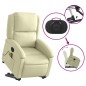 vidaXL Poltrona Alzapersona Massaggi Reclinabile Elettrica Crema Pelle