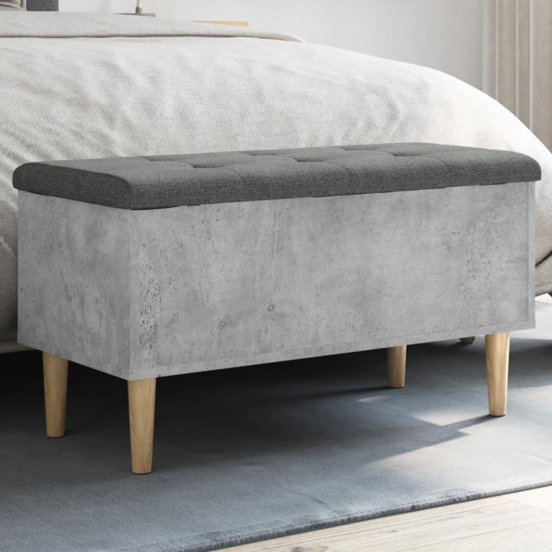 vidaXL Panca Portaoggetti Grigio Cemento 82x42x46 cm Legno Multistrato vidaXL Panca Portaoggetti Grigio Cemento 82x42x46 cm Legno Multistrato