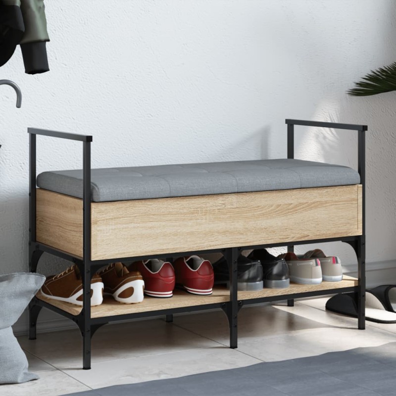 vidaXL Panca Porta Scarpe Rovere Sonoma 85,5x42x57,5 cm