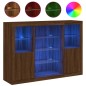 vidaXL Credenze con Luci LED 3 pz Rovere Marrone in Legno Multistrato