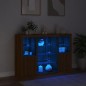 vidaXL Credenze con Luci LED 3 pz Rovere Marrone in Legno Multistrato