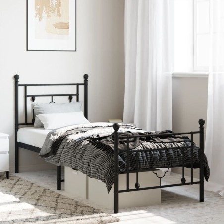 vidaXL Giroletto con Testiera e Pediera Metallo Nero 80x200 cm