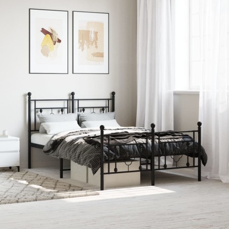 vidaXL Giroletto con Testiera e Pediera Metallo Nero 120x200 cm