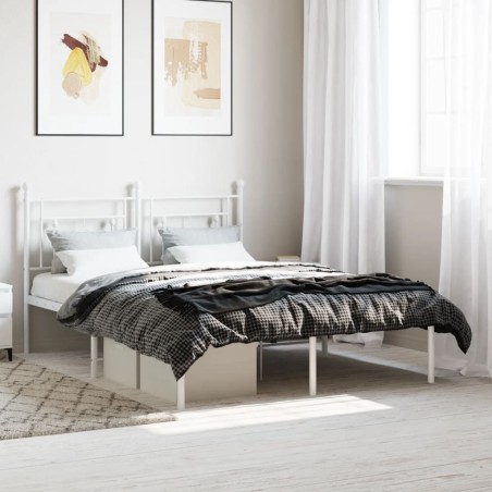 vidaXL Giroletto con Testiera Metallo Bianco 140x190 cm