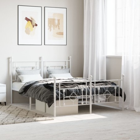 vidaXL Giroletto con Testiera e Pediera Metallo Bianco 135x190 cm