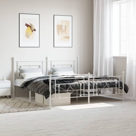 vidaXL Giroletto con Testiera e Pediera Metallo Bianco 183x213 cm