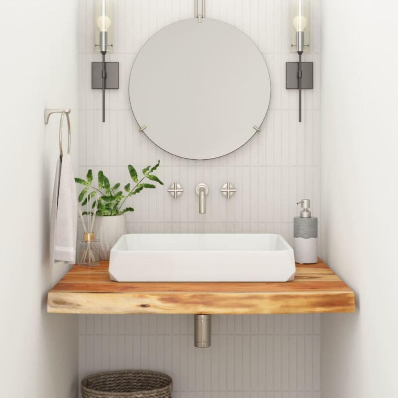 vidaXL Piano Bagno 80x60x2,5 cm Rettangolare Legno Massello di Acacia