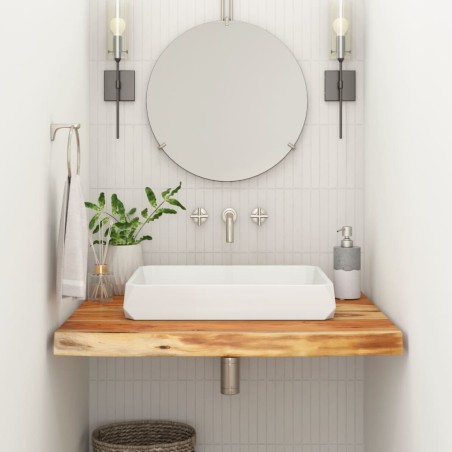 vidaXL Piano Bagno 80x60x2,5 cm Rettangolare Legno Massello di Acacia