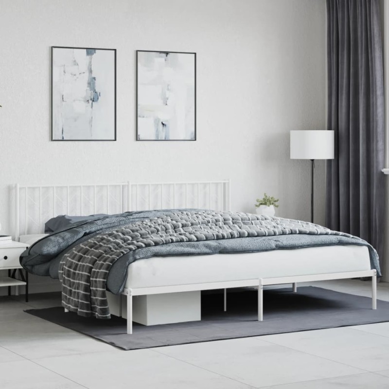 vidaXL Giroletto con Testiera Metallo Bianco 200x200 cm vidaXL Giroletto con Testiera Metallo Bianco 200x200 cm