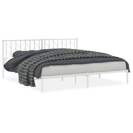 vidaXL Giroletto con Testiera Metallo Bianco 200x200 cm