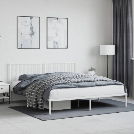 vidaXL Giroletto con Testiera Metallo Bianco 183x213 cm
