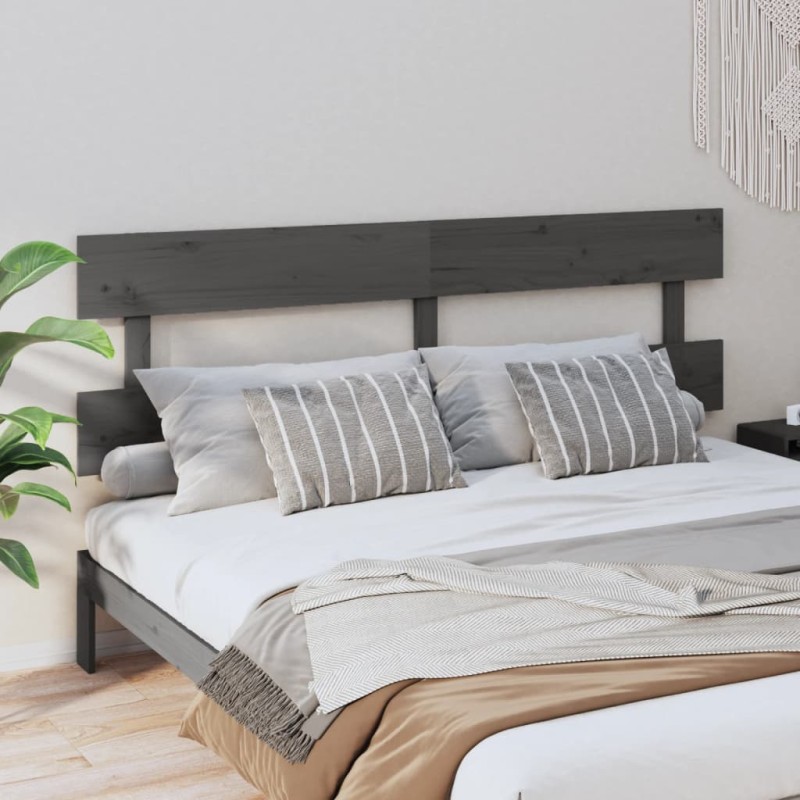 Testiera per Letto Grigia 184x3x81 cm in Legno Massello di Pino Testiera per Letto Grigia 184x3x81 cm in Legno Massello di Pino