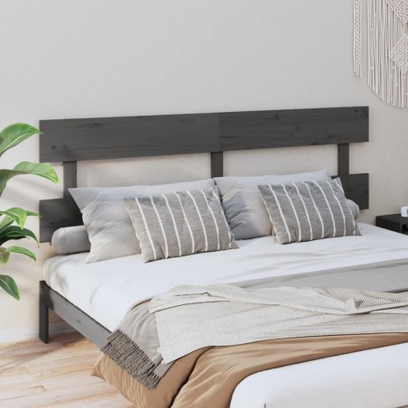 Testiera per Letto Grigia 184x3x81 cm in Legno Massello di Pino