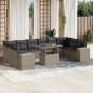 vidaXL Set Divani da Giardino 11 pz con Cuscini in Polyrattan Grigio vidaXL Set Divani da Giardino 11 pz con Cuscini in Polyrattan Grigio