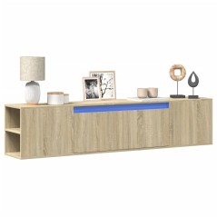 vidaXL Mobile TV a Parete con LED Rovere Sonoma 180x31x39,5 cm