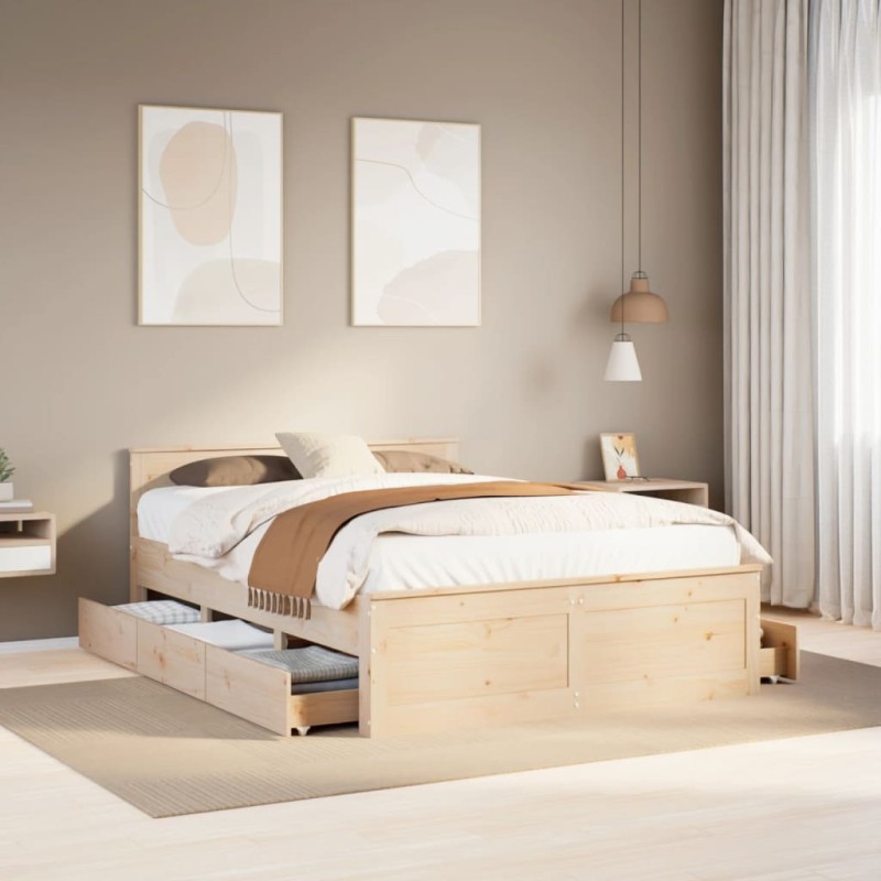 vidaXL Giroletto senza Materasso con Testata 140x190 cm Massello Pino vidaXL Giroletto senza Materasso con Testata 140x190 cm Massello Pino