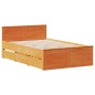 vidaXL Giroletto senza Materasso con Testata Marrone Cera 135x190 Pino vidaXL Giroletto senza Materasso con Testata Marrone Cera 135x190 Pino