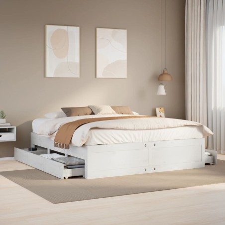 vidaXL Giroletto senza Materasso con Cassetti Bianco 180x200 cm Pino