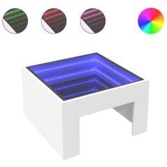 vidaXL Tavolino da Salotto con LED Infinity Bianco 50x50x30 cm