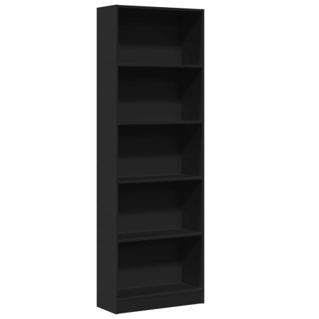 vidaXL Libreria Nera 60x24x176 cm in Legno Multistrato