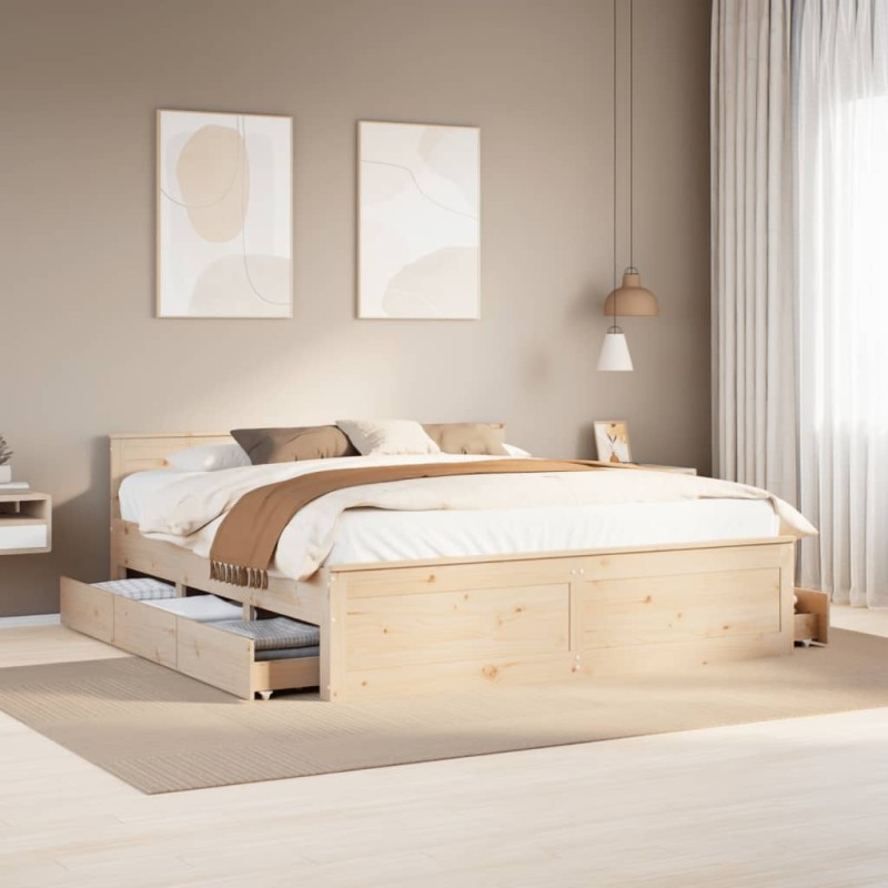 vidaXL Giroletto senza Materasso con Testiera 180x200 cm Massello Pino vidaXL Giroletto senza Materasso con Testiera 180x200 cm Massello Pino