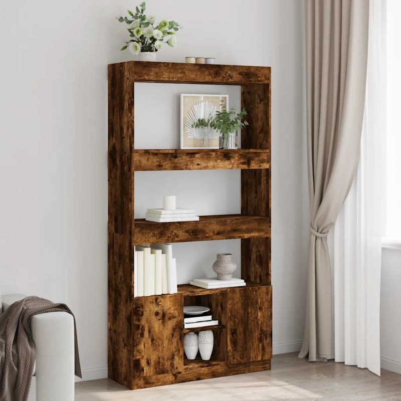 vidaXL Credenza Rovere Fumo 92x33x180 cm in Legno Multistrato