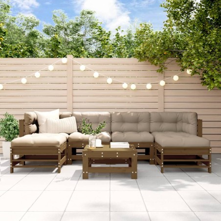 vidaXL Set Salotto da Giardino 7 pz ambra in Legno Massello di Pino
