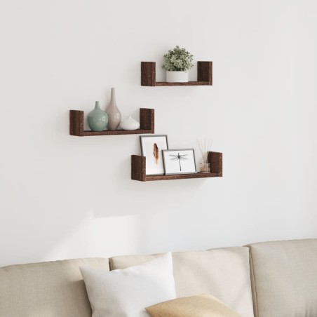 vidaXL Mensole a Muro 3 pz Rovere Marrone in Truciolato