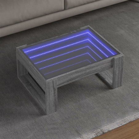 vidaXL Tavolino da Salotto con LED Infinity Grigio Sonoma 70x53x30 cm