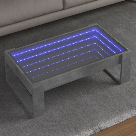 vidaXL Tavolino da Salotto con LED Infinity Grigio Cemento 90x53x30 cm