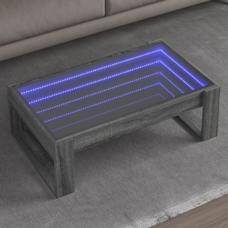 vidaXL Tavolino da Salotto con LED Infinity Grigio Sonoma 90x53x30 cm