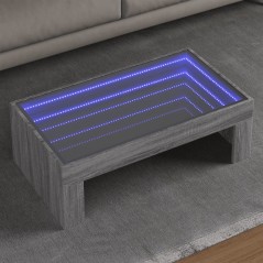 vidaXL Tavolino da Salotto con LED Infinity Grigio Sonoma 90x50x30 cm