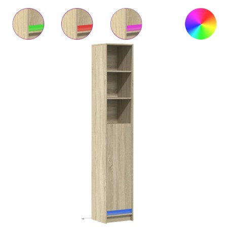 vidaXL Credenza con LED Rovere Sonoma 36x32,5x200 cm Legno Multistrato