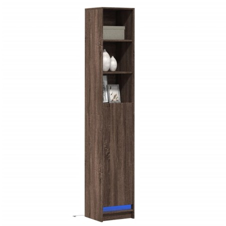 vidaXL Credenza con LED Rovere Marrone 36x32,5x200cm Legno Multistrato