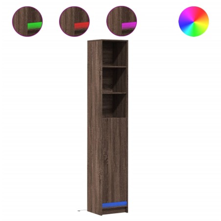 vidaXL Credenza con LED Rovere Marrone 36x32,5x200cm Legno Multistrato