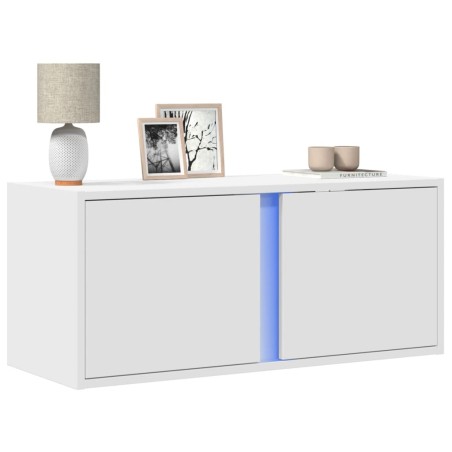 vidaXL Mobile TV a Parete con Luci LED Bianco 80x31x35 cm