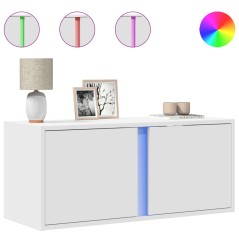vidaXL Mobile TV a Parete con Luci LED Bianco 80x31x35 cm